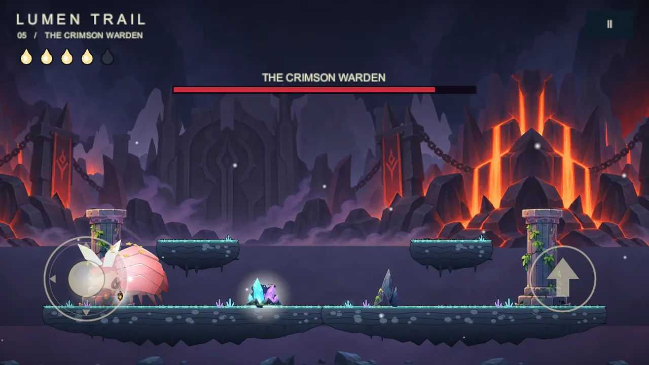 Boss fight with the Crimson Warden